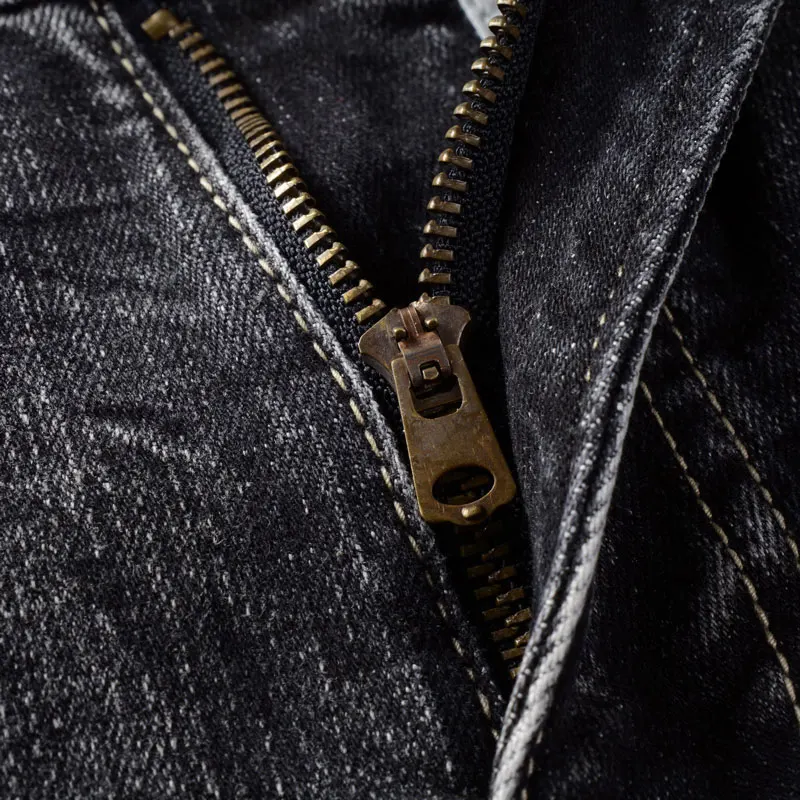 Fashion Designer Men Jeans Retro Black Gray Elastic Stretch Slim Fit Ripped Jeans Men Casual Trousers Vintage Denim Pants Hombre