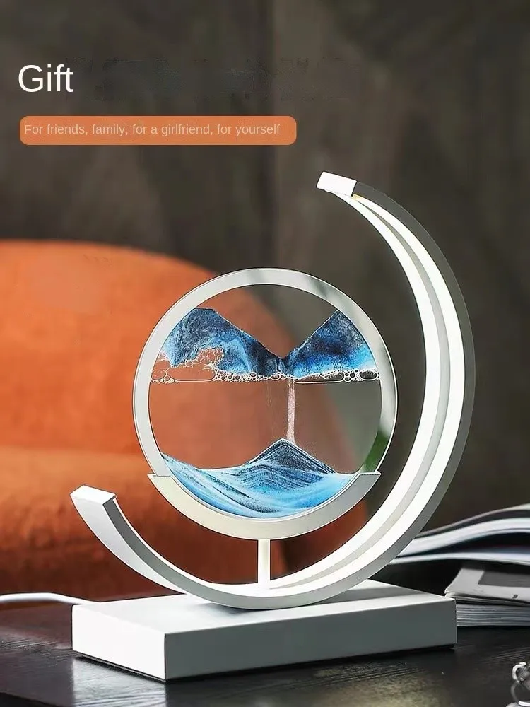 

LED quicksand painting hourglass art unique decorative sand painting night light bedroom decoration glass hourglass table lamp
