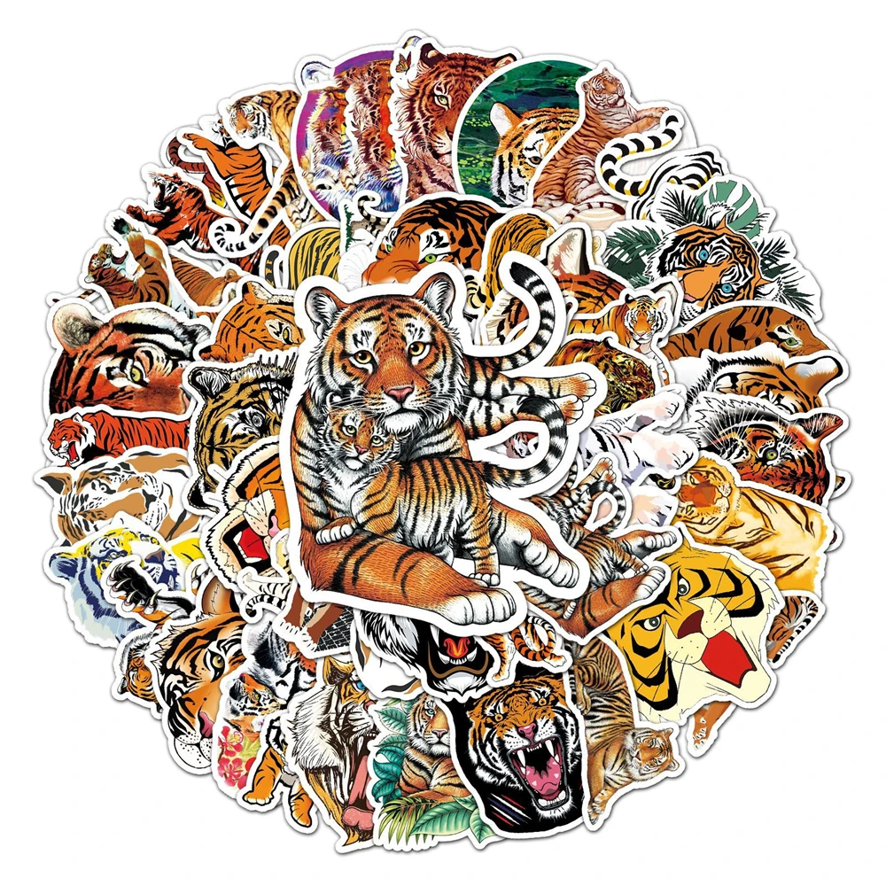 

50 Pcs Tiger Creative Fashion DIY Stickers Kid Graffiti Suitcase Phone Luggage Car Laptop Guitar Toys Waterproof Stickers