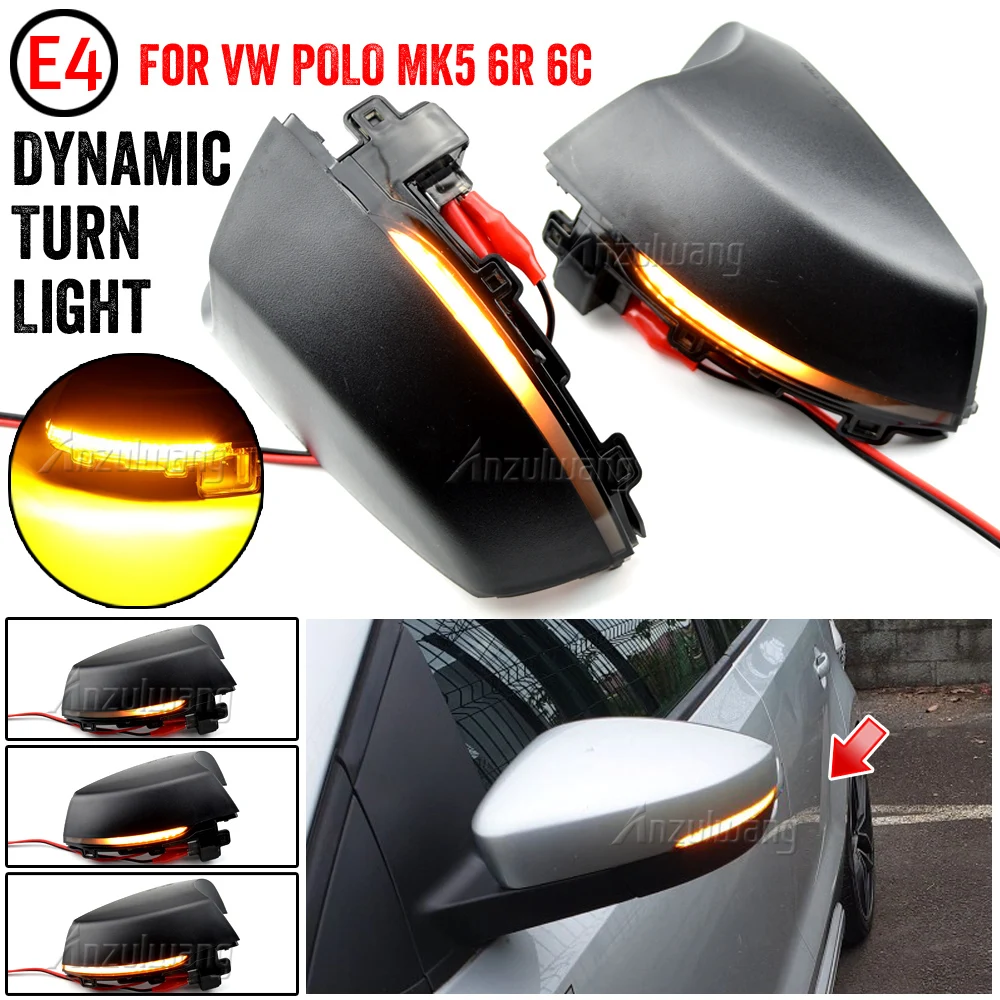 Scroll Mirror Blinker Lamp Indicator LED Dynamic Turn Signal Light For Volkswagen VW Polo MK5 6R 6C 2009 2010-2016 2017