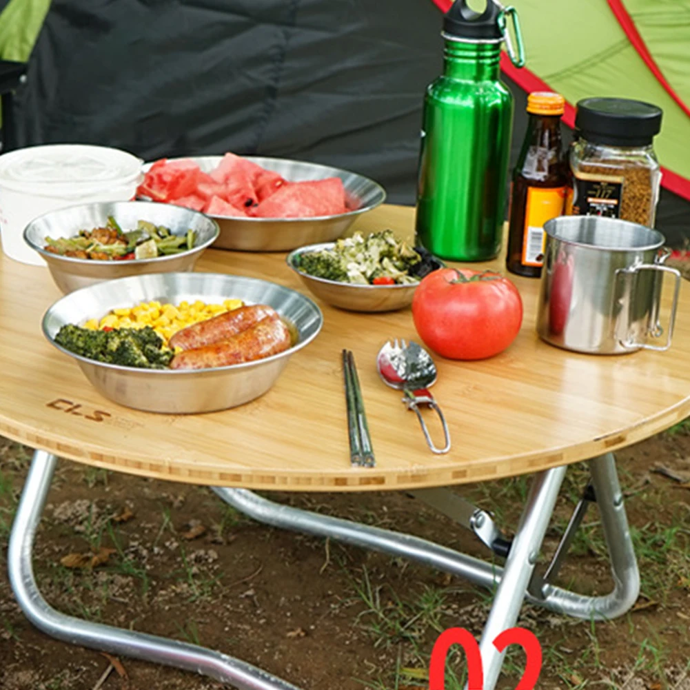

Tableware Bowl 4Pc/Set Camping Stainless Steel With Storage Bag Cooking Supplies Outdoor Picnic Plate Portable