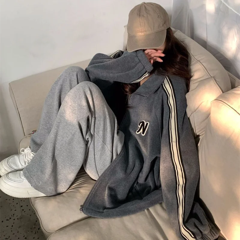

Deeptown Women Hoodie Harajuku Vintage Oversized Gothic Zip Up Sweatshirt Female Casual Coat Letter Print Y2k Streetwear Fashion