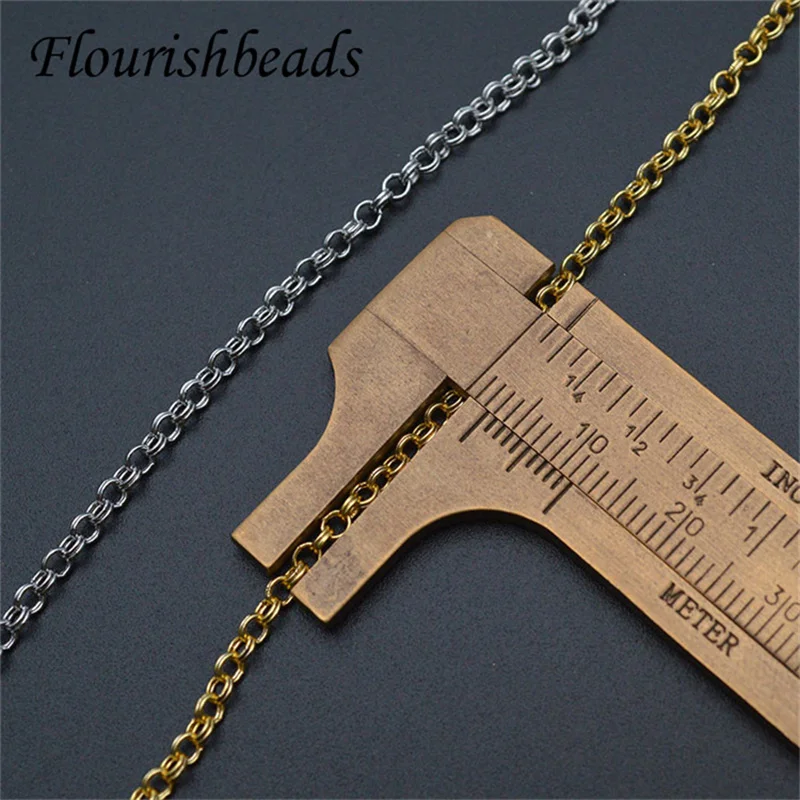 10pcs/lot Necklace Accessories Nickel Free Anti Fading God Silver Color 45CM 17.7indhes Doubl Circle Shape Chain for Jewelry