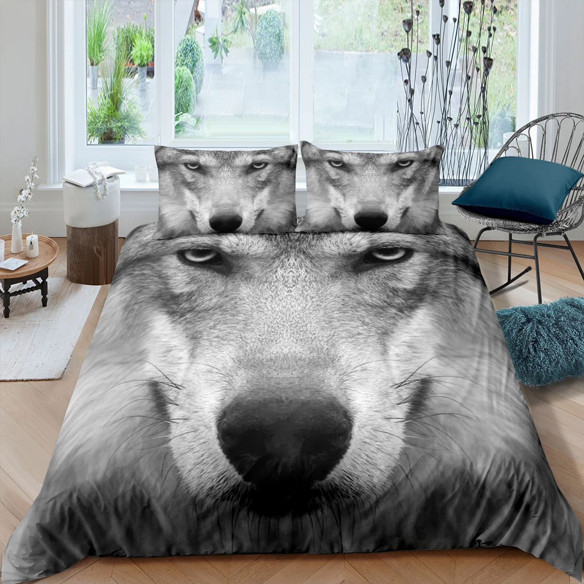 

Home Textiles Luxury 3D Wolf Duvet Cover Set and Pillowcase Kids Bedding Set AU/EU/UK/US Queen and King Size Bedding