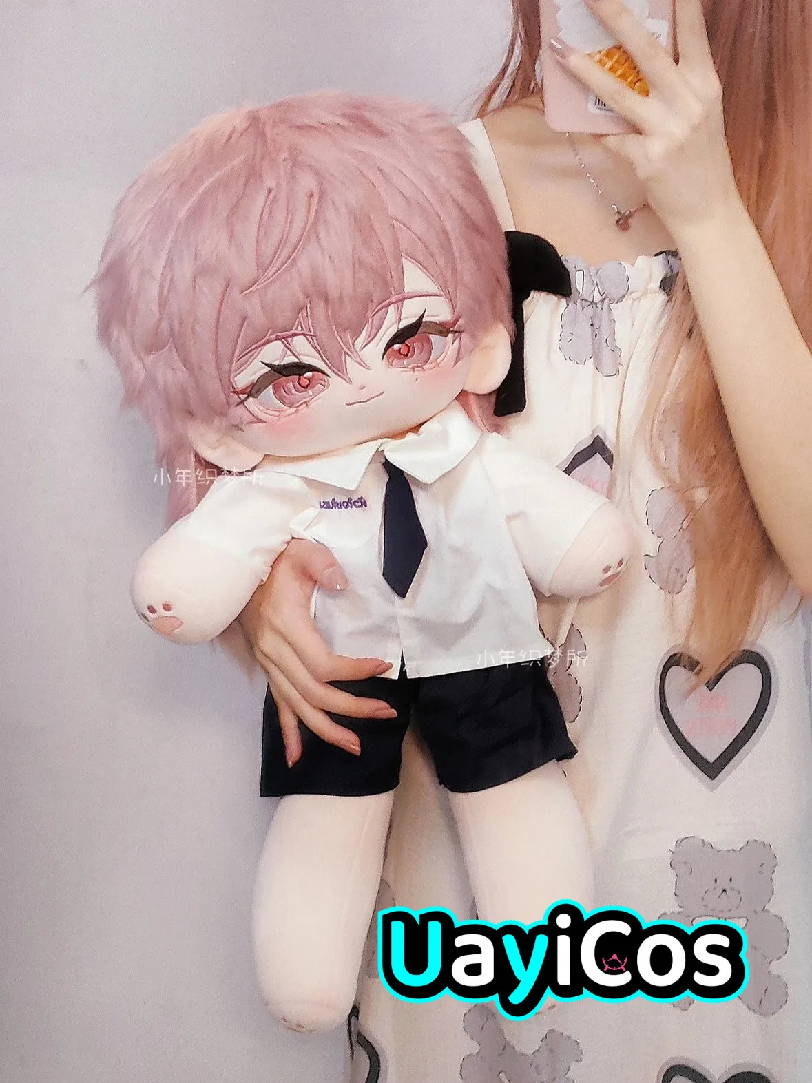 Плюшевые подушки 60 см аниме Юань Цзи розовые волосы глаза монстр мягкие длинные