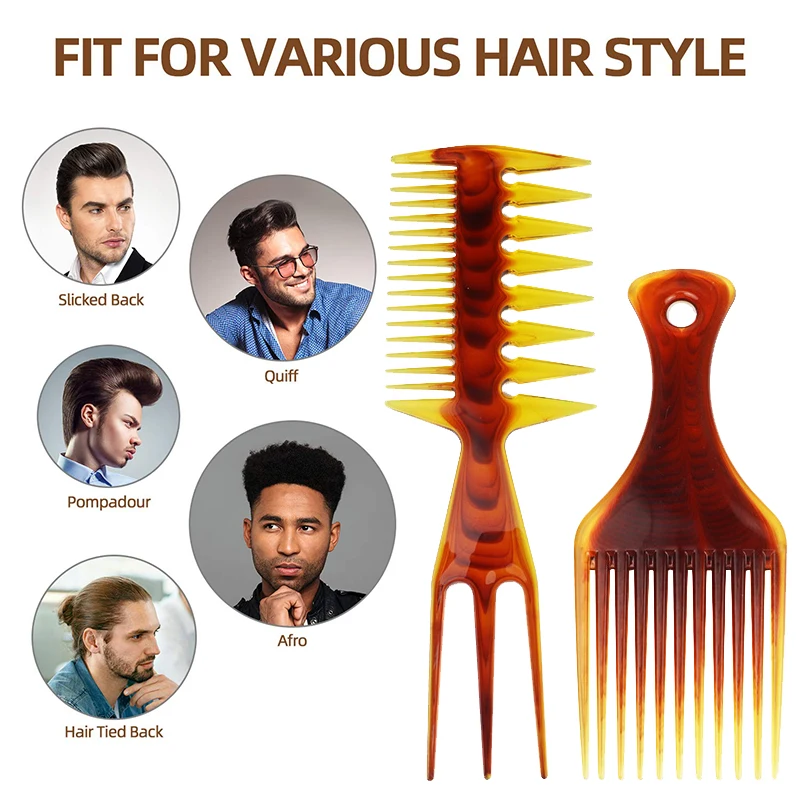 

Insert Fork Hair Comb Curly Afro Hair Pick Comb Large Double Sided Wide Teeth Brush For Men