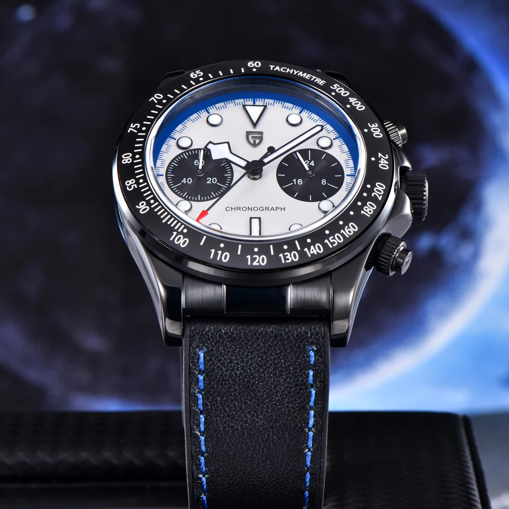 Фото Новинка 2025, мужские часы PAGANI DESIGN Panda, роскошные кварцевые часы с хронографом для мужчин, водонепроницаемые светящиеся AR сапфировые зеркальные часы №4
