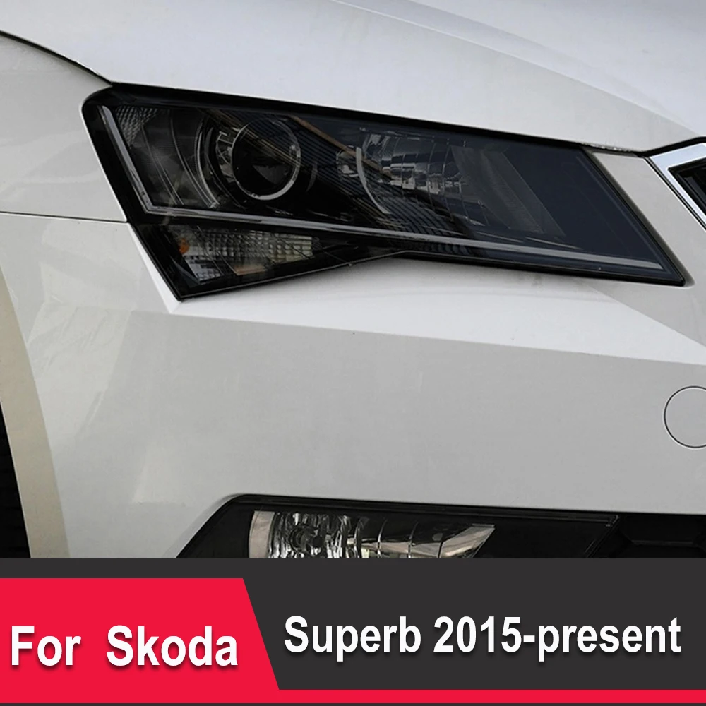 

2 шт. Защитная пленка для автомобильных фар Прозрачная черная наклейка из ТПУ для Skoda Superb 3 3 3V B8 2015 2016 2017-2020 аксессуары