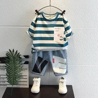boys summer short sleeved suit new boy baby cotton short sleeved t shirt shorts two piece childrens clothes suit