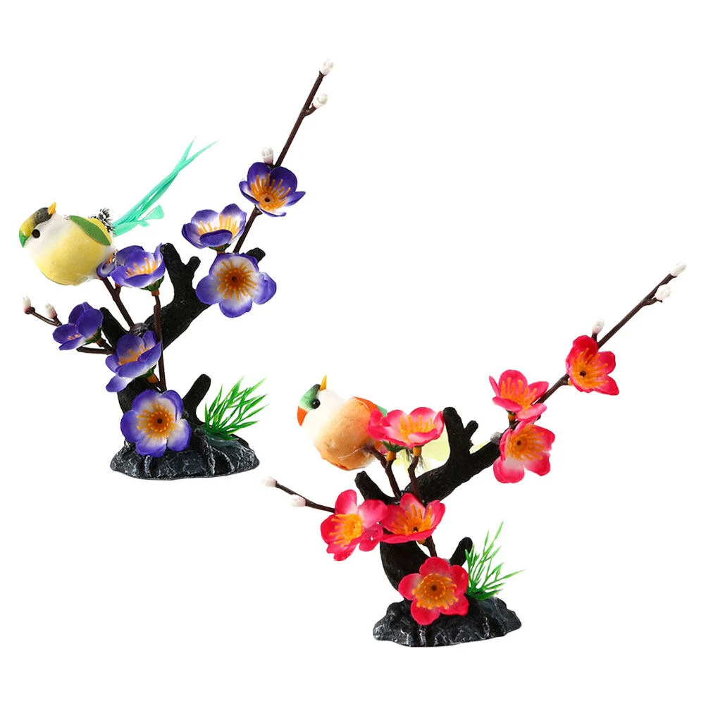 

2 Pcs Fish Tank Decorations Tableware Plate Accessories Japanese Restaurant Supply Plastic Fake Flower Sushi Craft