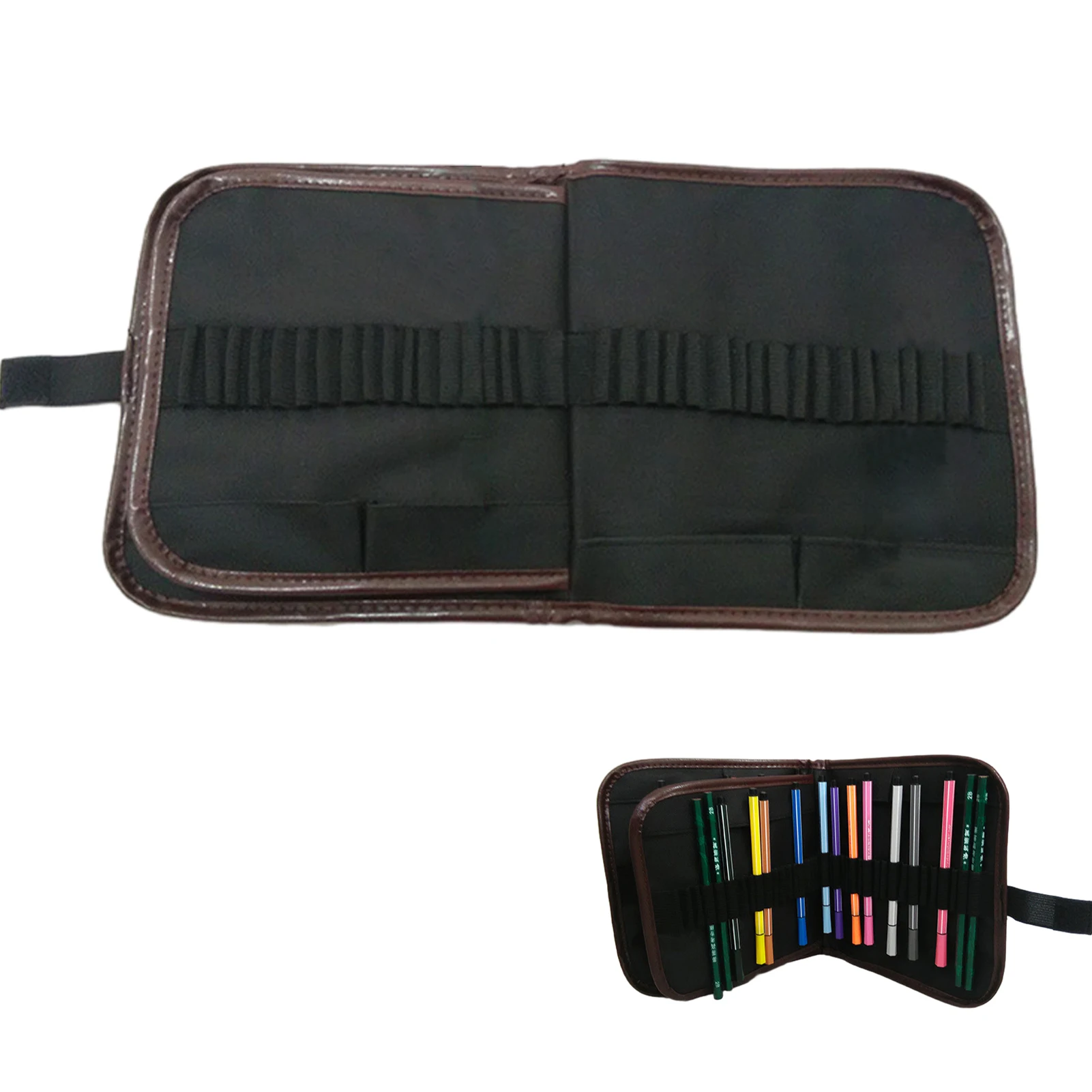 

Цветной пенал, прочный холщовый Подарочный многослойный складной портативный органайзер большой емкости с 72 отделениями, черный фотокарандаш, художники