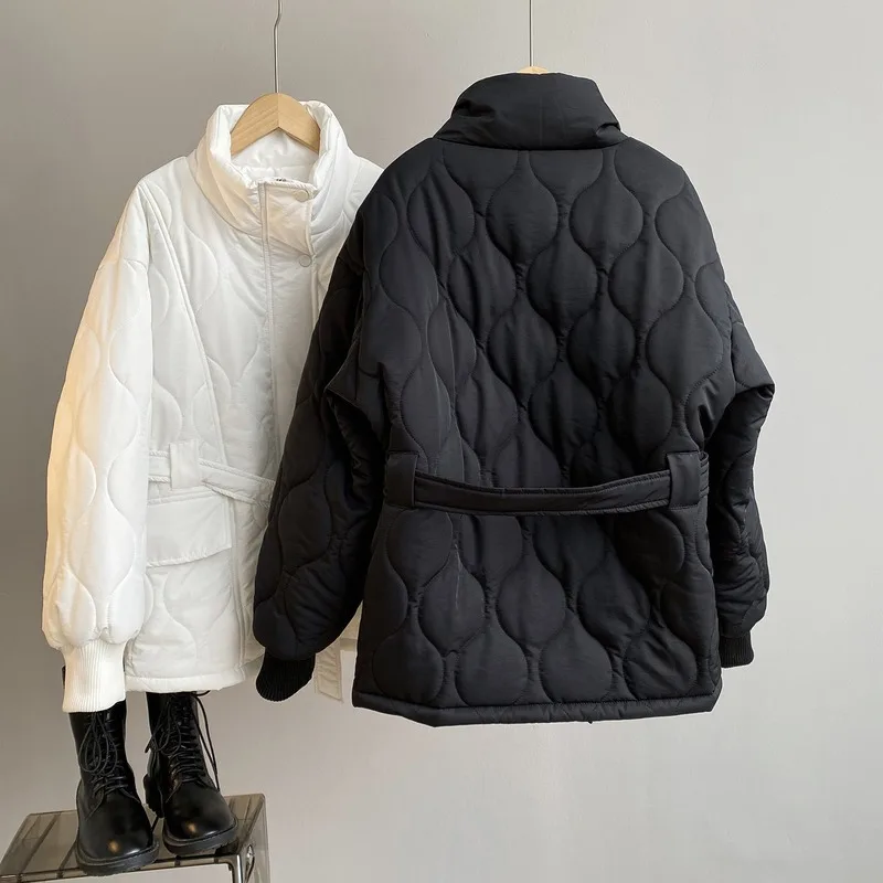 Outwear Women Jacket Winter Elegant Solid Parkas Cotton Coat Thick Warm Female Loose Short High Quality Oversize Overcoat Sweet