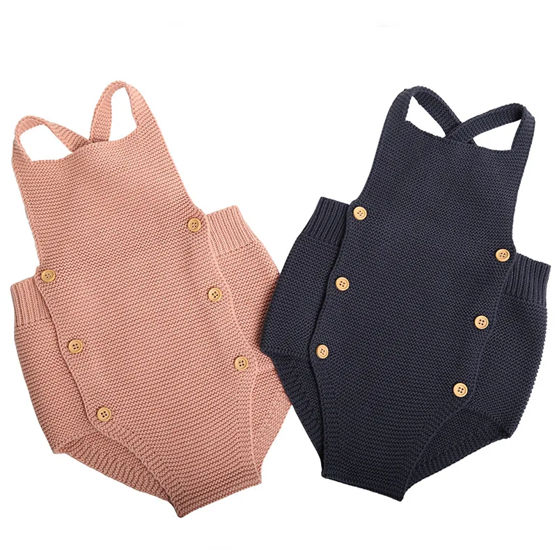 

2022 Baby Rompertjes Baby Meisje Kleding Jumpsuit Baby Kleding Baby Boy Kleding Mouwloze Pasgeboren Gebreide Romper