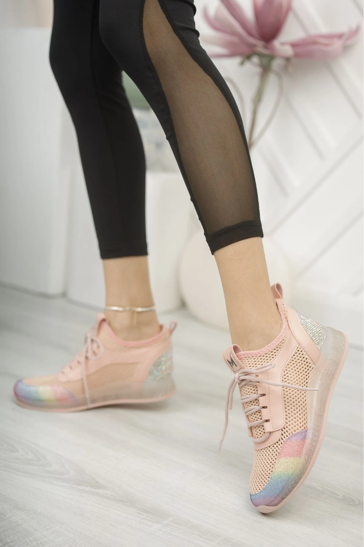 

Jenny Powder Rainbow Detail Orthopedic Base Knitwear Female Sports Shoes