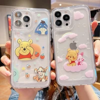 disney winnie the pooh phone cases for iphone 13 12 11 pro max xr xs max 8 x 7 se 2020 cartoon shockproof soft silicone tpu case