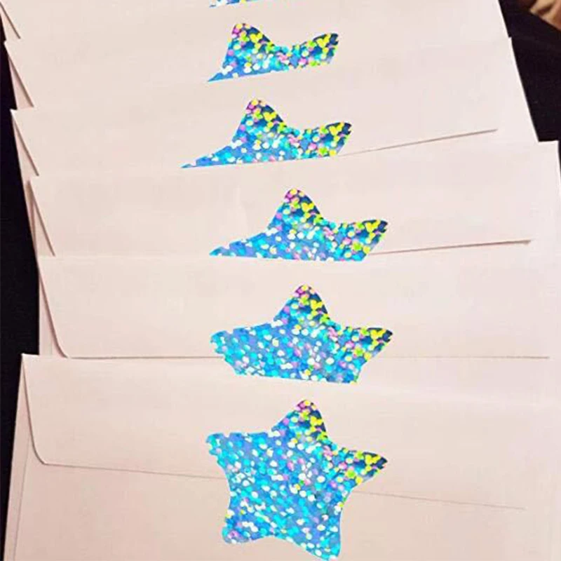 

Самоклеящиеся наклейки-этикетки, прочные лазерные круглые наклейки без рисунка в форме сердца и звезд, домашний декор для фестиваля, спальн...