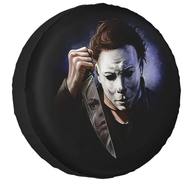 

Custom Michael Myers Halloween Killer Spare Tire Cover for Mitsubishi Pajero Horror Movie Car Wheel Protectors 14" 15" 16" 17"