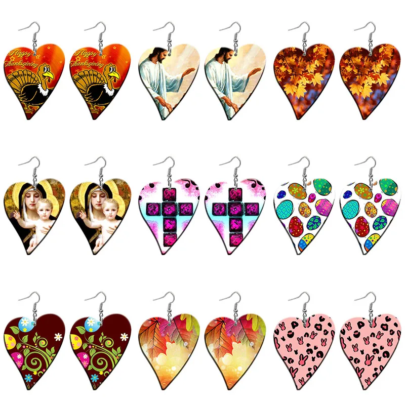 

Cute Ribbit Pattern Acrylic Heart Drop Earrings For Women Stainless Steel Piercing Ear Hooks Jewelry Girls' Gift Z1830