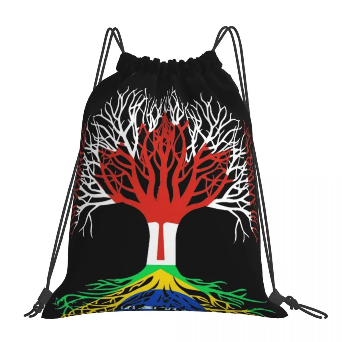 

Canada Brazil Flag Tree Backpacks Fashion Portable Drawstring Bags Drawstring Bundle Pocket Sports Bag Book Bags For Man Woman
