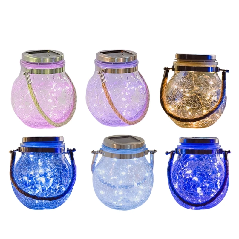 

Hanging Solar Ball Lights Multi-Color Cracked Glass Lights Waterproof Hanging Outdoor Decorative Globe Lights for Garden
