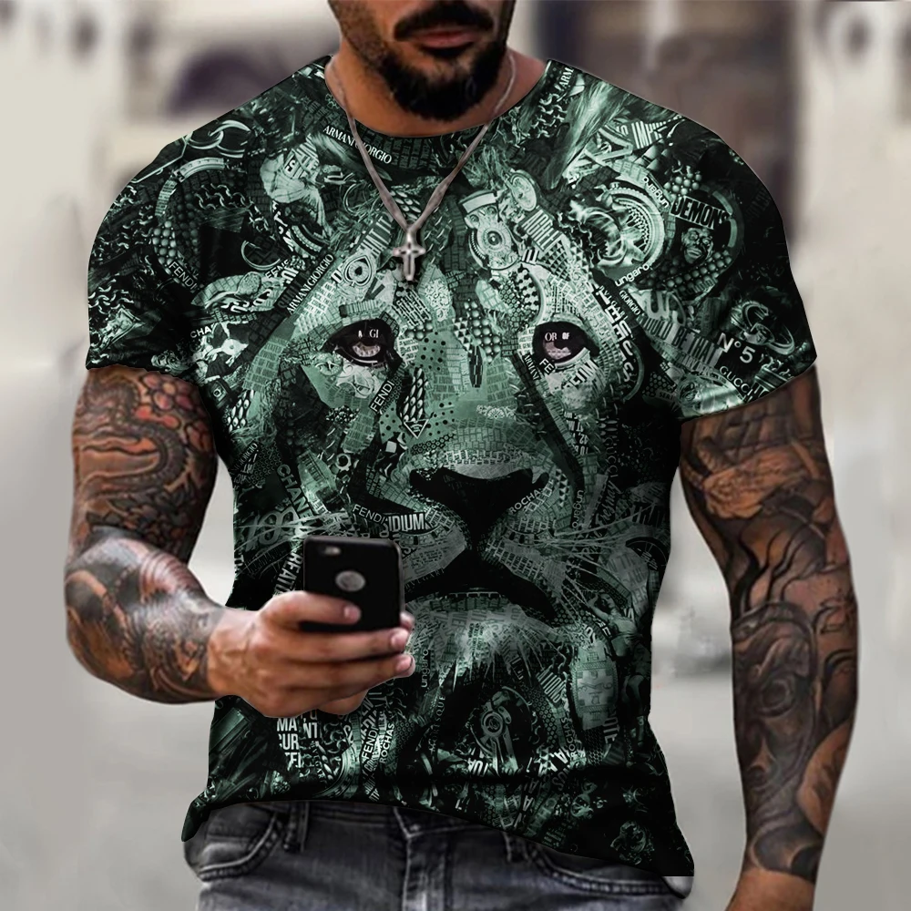 

Fashion tiger head pattern men's 3DT shirt summer street style personality short-sleeved men's funny Harajuku t-shirt