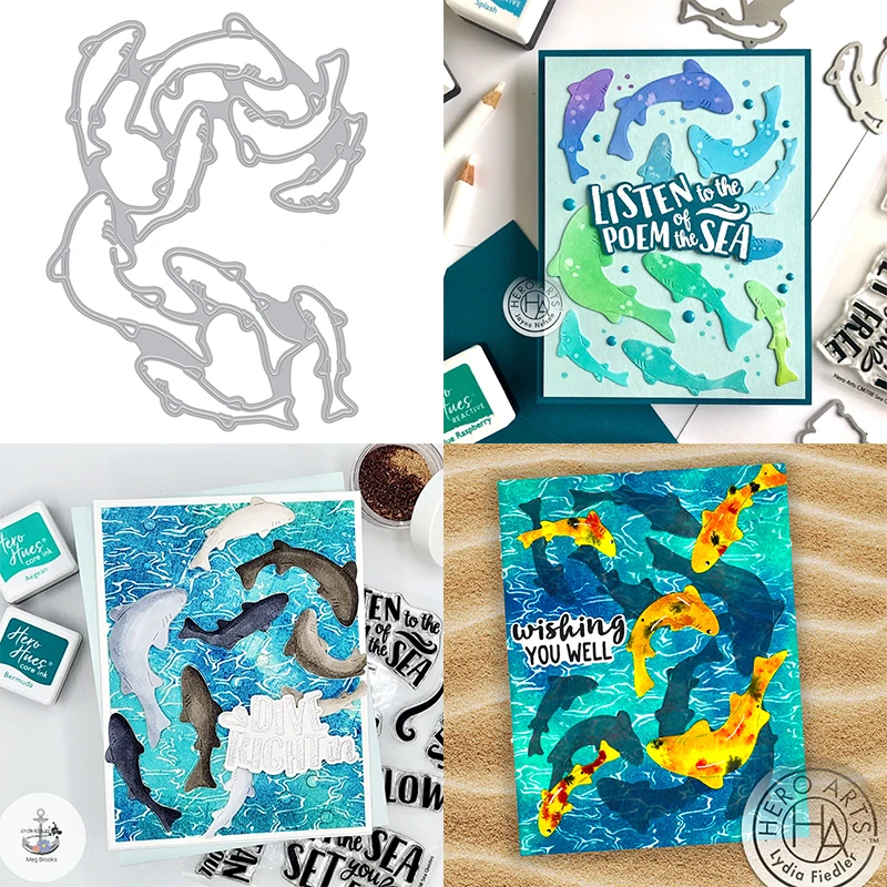 

Новинка 2023, модные формы для вырезания, плавание, Акула, рыба, плавник, друзья для рукоделия, бумажная открытка для творчества, скрапбукинга