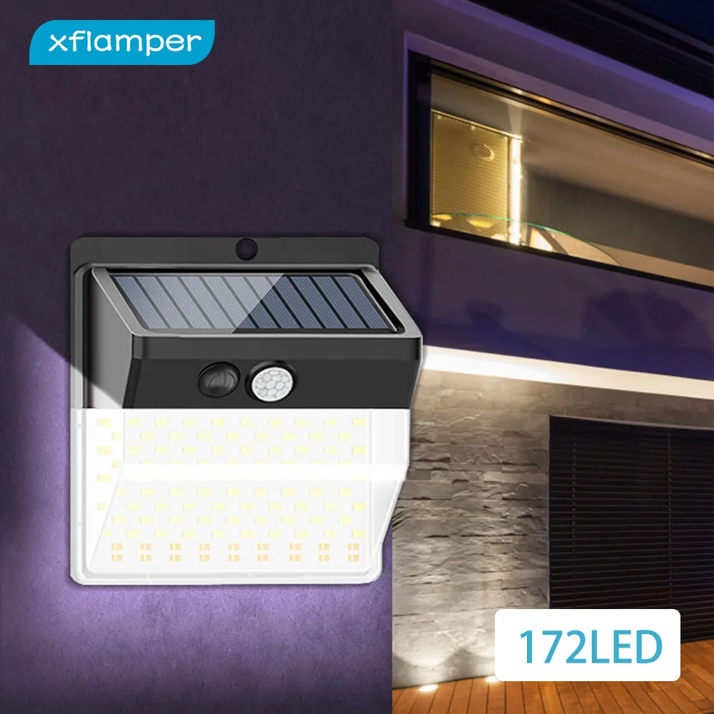 

3Modes PIR Solar Motion Sensor Wall Light 172LED Luminous Lamp Outdoor Waterproof for Backyard Patio Driveway Villa Balcony