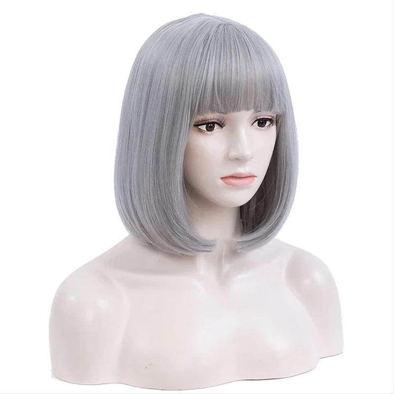 

HAIRJOY синтетические волосы серый парик короткий боб для фотографий