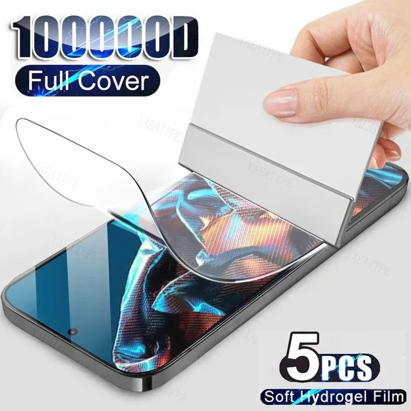 Гидрогелевая пленка 5 шт. для Xiaomi Poco X5 X4 X3 F5 Pro Защита экрана M5 M5S M3 M4 M6 F3 F4 GT защитная