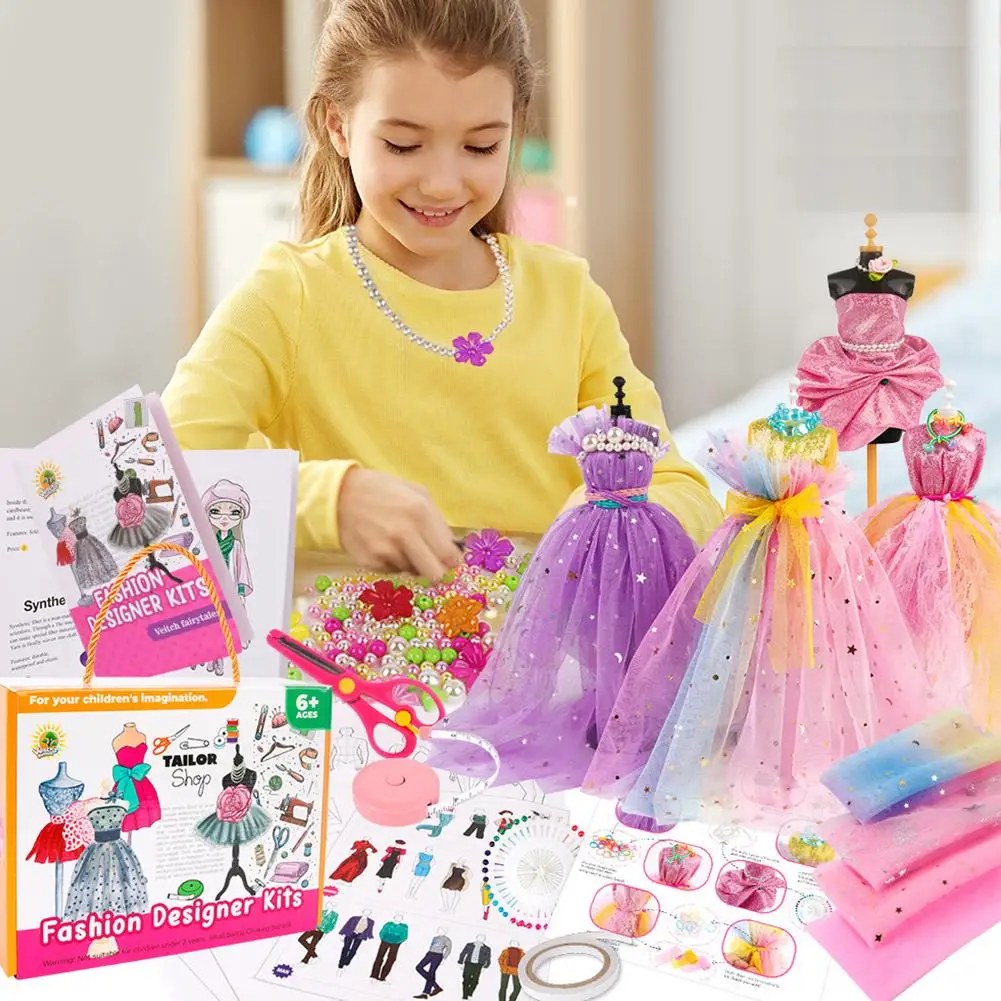 

DIY Craft Kits Handmade Princess Dress 3D Poking Art Paper Painting Creative Toys Dress Up Doll With Colorful For Kids Girl T1B5