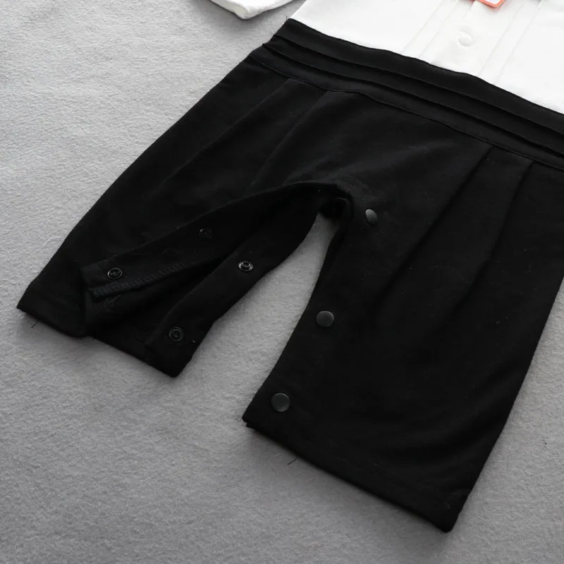 Spring Baby Boy Gentleman Romper Newborn Infant Long Sleeve Jumpsuit Birthday Wedding Formal Suit Baby Boss Outfits