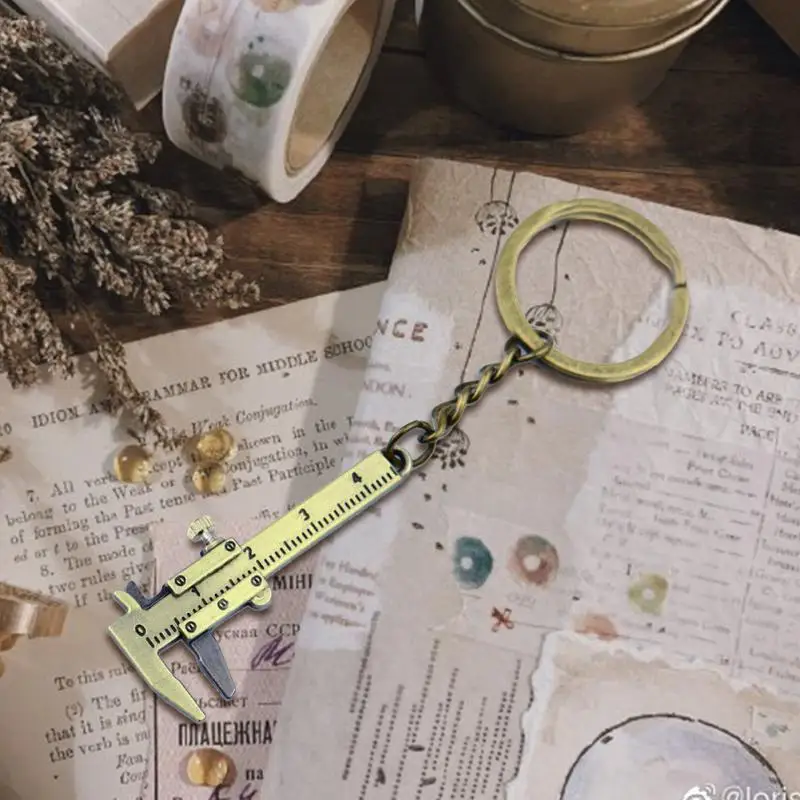 

Alloy Metal Vernier Caliper Keychain Portable Measuring Gauging Tools Key Rings Car Bag Pandent Ring Ruler Caliper