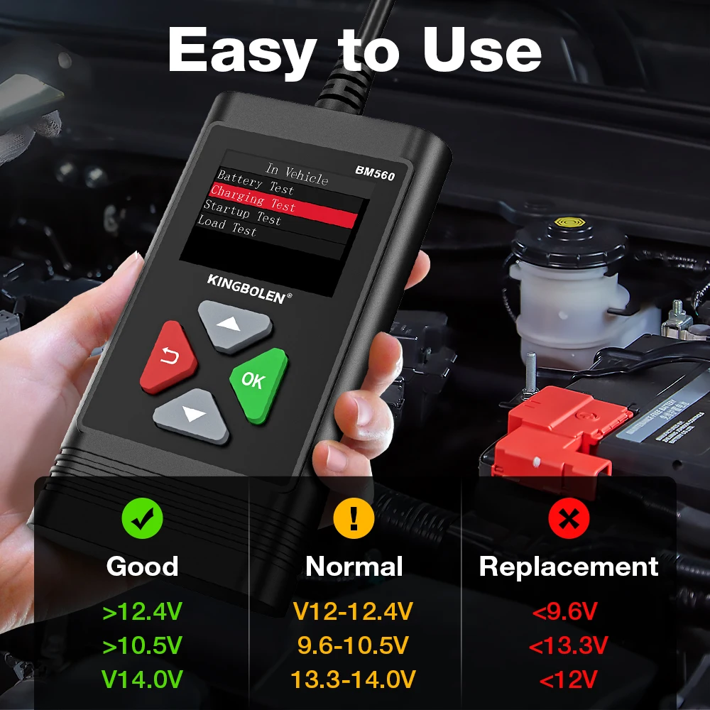 Тестер автомобильных аккумуляторов KINGBOLEN BM560 BM550, 24 В, 6 в, 12 В, анализатор автомобильных аккумуляторов 100-2000 CCA
