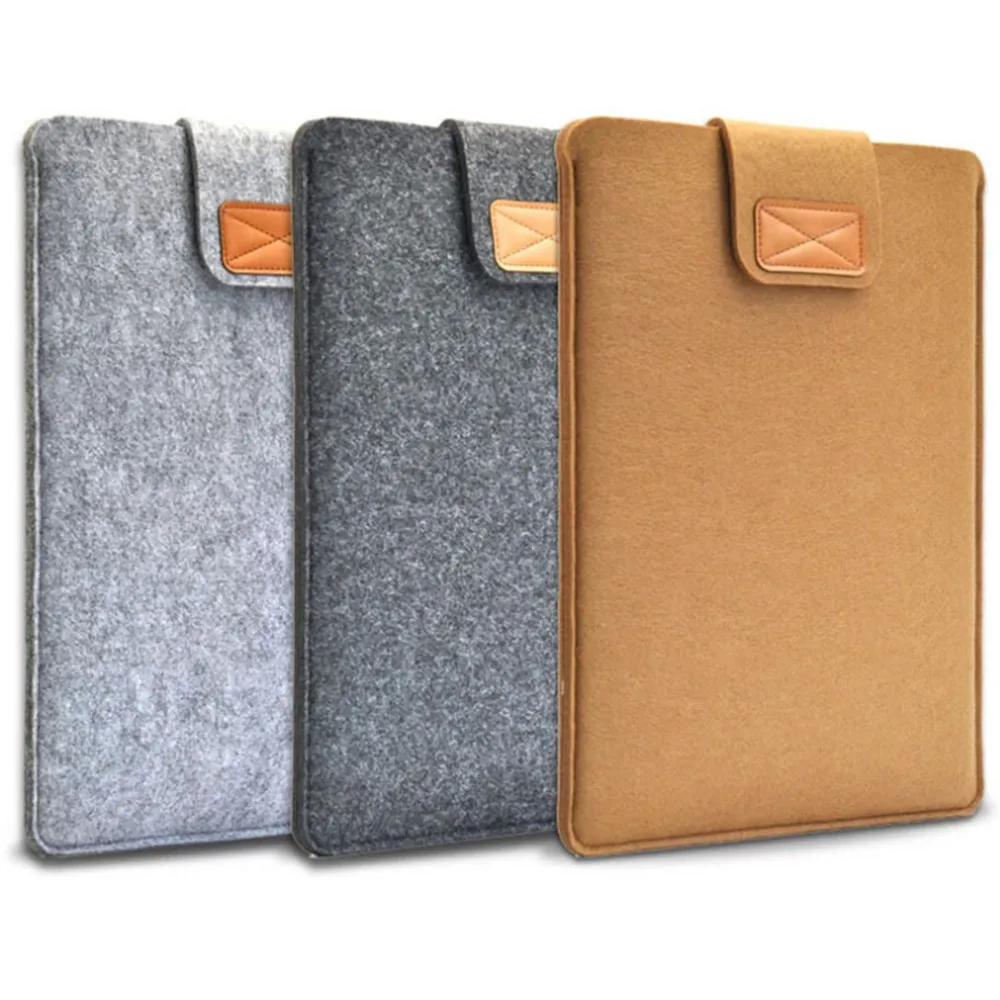 

Solid Felt Laptop Bag Portable Notebook Case Pouch Document File Bag Folders Light Sleeve Handbag for Macbook IPad Pro