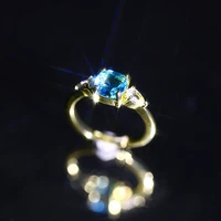 coconal women vintage romantic simple round sparkling blue zircon ring boho exquisite ladies wedding charm ring jewelry gift