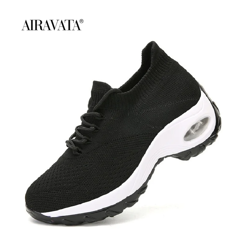 Women's Casual Walking Shoes Chunky Sneakers Platform Fashion Knited Casual Loafers 7colors Size 35-42