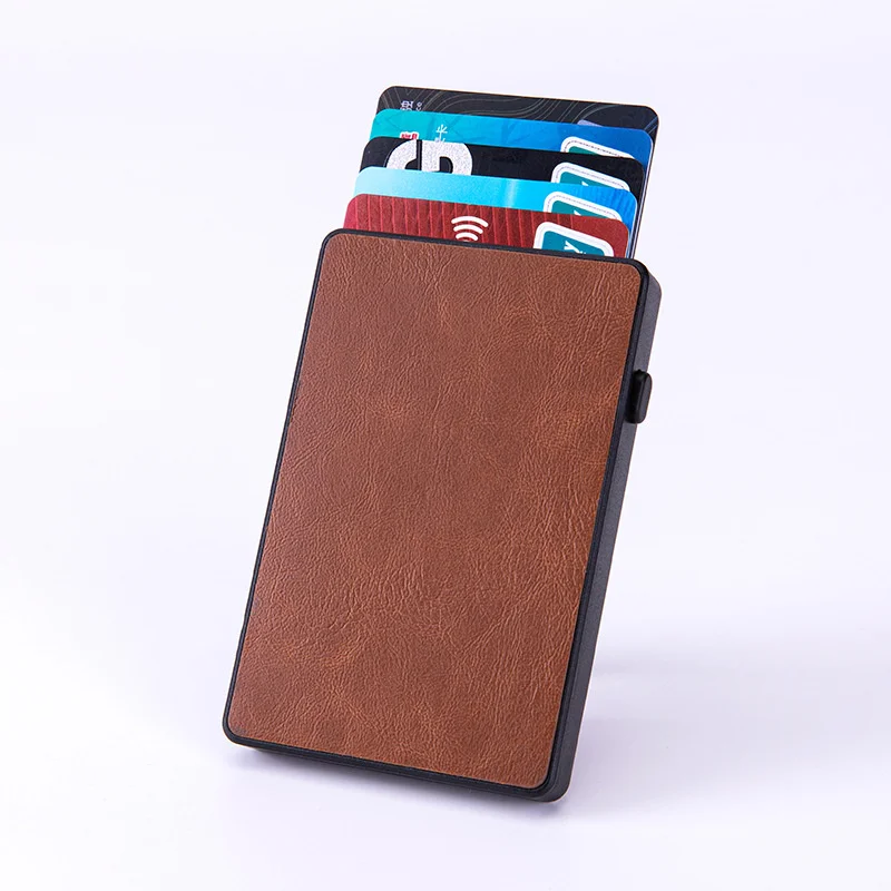 Id Card Holder Tarjetero Slim Smart Wallet Men Purse Carteras De Hombre Minimalist Leather Aluminum Metal Case RFID Cardholder