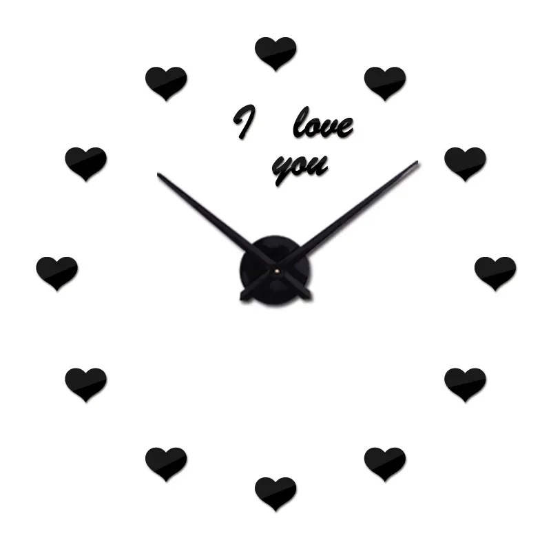

NEW hot 3d diy Acrylic mirror wall clock home decor living room wall sticker Love quartz needle digital unique clocks watches