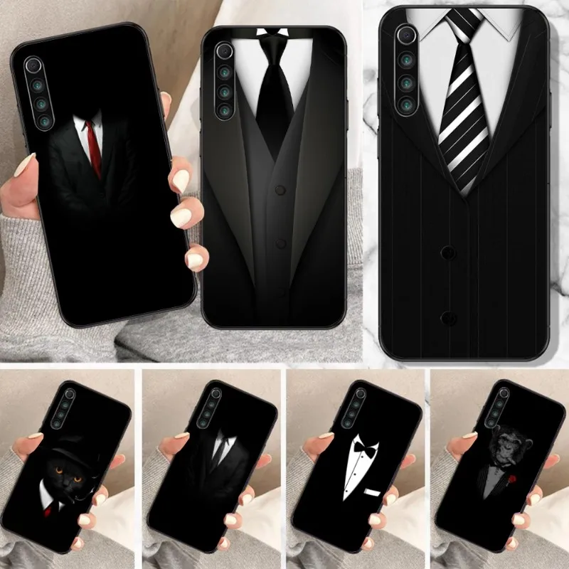 Man Suit Shirt Tie Phone Case For Xiaomi Mi 13 12 12S 12T 11T 10T Lite Pro Ultra Poco F3 F4 X4 GT Soft Black Phone Cover