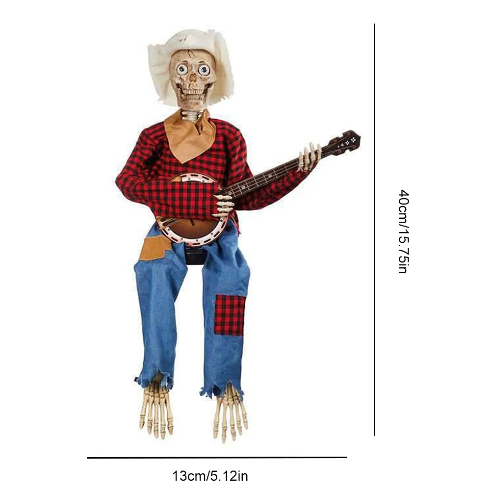 Хэллоуин анимированные скелеты банджо играющие жуткие украшения для декора