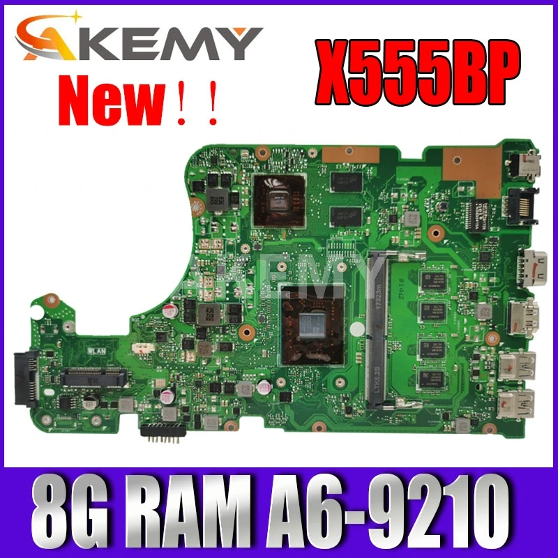 

Материнская плата Akmey X555BP для ноутбука ASUS X555B X555QG X555Q A555Q K555Q, протестированная материнская плата для ноутбука 100%, 8 ГБ ОЗУ