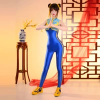 drozeno glossy swimsuit siamese suit street fighter cosplay chunli tight 2 piece vest top siamese