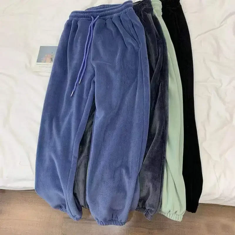 Большой размер плюс осень-зима бархатные утепленные повседневные спортивные