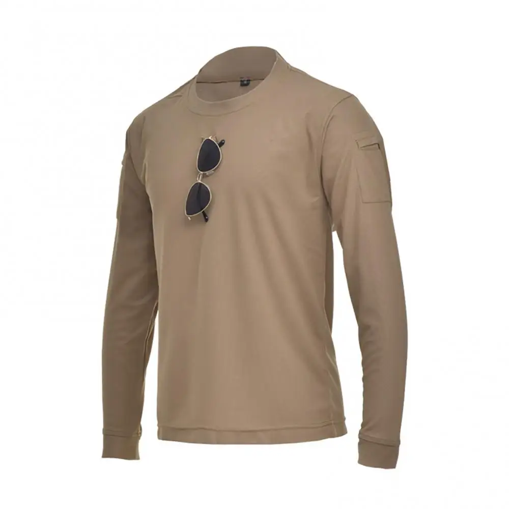 

Loose Pockets Long Sleeve Men Casual Pullover O Neck Sweat Absorbent T-shirt