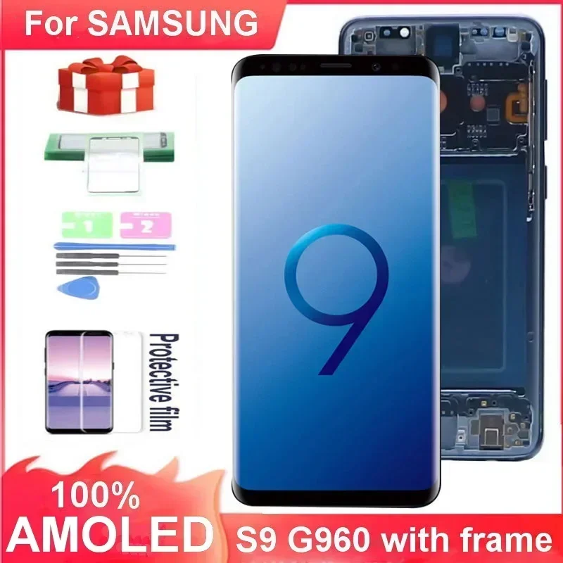 Фото AMOLED для Samsung Galaxy S9, ЖК-экран G960 G960F G960N G960W G960U, дигитайзер сенсорного экрана с заменой рамки №1