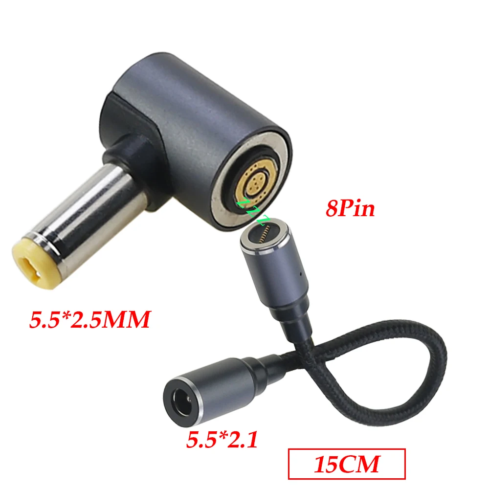 

1 комплект 5,5x2,1 мм «мама» на магнитный 8P + магнитный разъем постоянного тока, адаптер питания, преобразователь для входного кабеля ноутбука Lenovo Asus Dell Hp