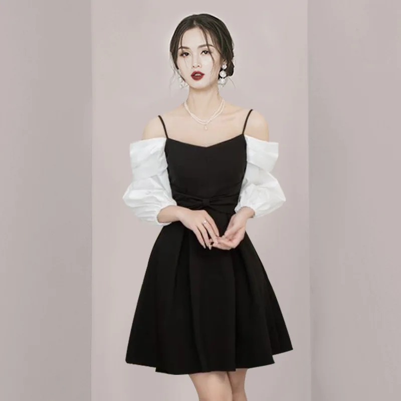 

Женское платье на бретельках, элегантное контрастное платье с поясом, лето 2023