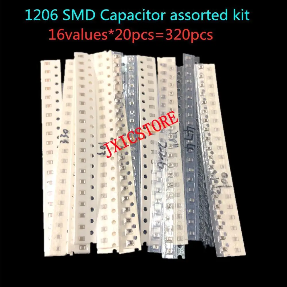 

Бесплатная доставка набор SMD конденсаторов 1206, 16 значений * 20 шт. = 3 20 шт. набор образцов 10PF-22UF