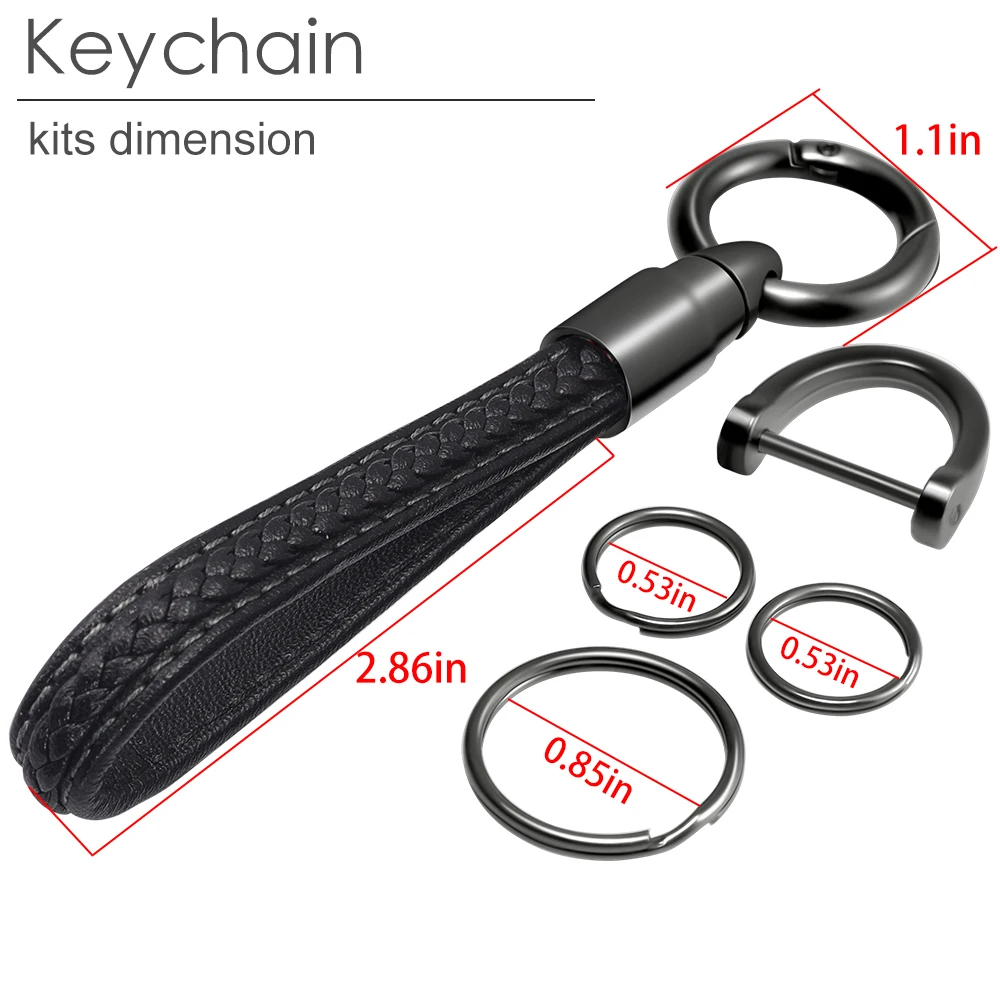 

Брелок для ключей автомобиля для мужчин и женщин, аксессуары для чехла ключа, металлический брелок с подвеской из кожаного шнура, черный/красный/зеленый/синий/белый/золотой