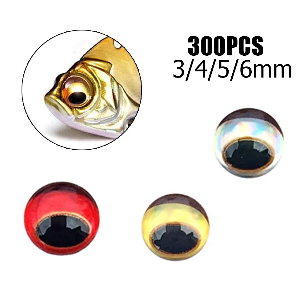 

300pcs 3/4/5/6mm Fish Eye Snake Pupil Red 3D Soft Molded Eyes Self Adhesives Sticker Holographic Fishing Lure Eyes Fly Tying DIY